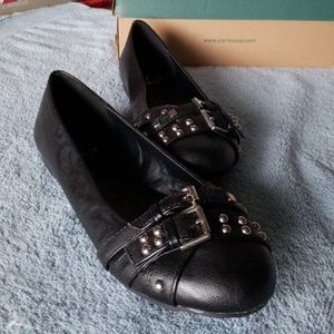 Edgy Miss Me Black Flats Size 8